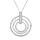 Collier en argent rhodi chane avec pendentif 3 cercles pav d'oxydes blancs sertis 41+4cm
