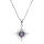 Collier en argent rhodi chane avec pendentif toile avec oxyde arc en ciel mystique et oxydes blancs sertis 42+3cm