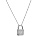 Collier en argent rhodi chane avec pendentif cadenas pav d'oxydes blancs sertis 40+5cm