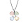 Collier en argent rhodi chane avec pendentif fleur en verre opaque pastel 40+4cm