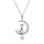 Collier en argent rhodi chane avec pendentif demi lune et chat en oxyde bleu 40+5cm