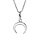 Collier en argent rhodi chane avec pendentif en forme de croissant de lune lisse longueur 40+4cm