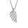 Collier en argent rhodi chane avec pendentif feuillage oxydes blancs sertis longueur 40+4cm