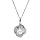 Collier en argent rhodi chane avec pendentif fleur pave d'oxydes blancs 40+4cm