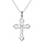 Collier en argent rhodi chane avec pendentif croix filigrane et oxyde blanc 40+5cm