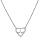 Collier en argent rhodi chane avec pendentif coeur avec courbe de vie et oxydes blancs sertis 38+4cm