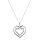 Collier en argent rhodi chane avec pendentif double coeur avec noeud et oxydes blancs sertis 42+3cm