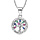 Collier en argent rhodi chane avec pendentif arbre de vie multi couleurs contours oxydes blancs sertis longueur 42+3cm