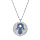 Collier en argent rhodi chane avec pendentif rond et main de fatma pav d'oxydes blancs et bleus 40+5cm