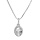 Collier en argent rhodi chane avec pendentif pierre blanche suspendue sur barrette et contour oxydes blancs sertis 42+3cm