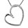 Collier en argent rhodi chane avec pendentif gros coeur asymtrique et avec 1 moiti orne d'oxydes blancs - longueur 42cm