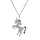 Coller argent rhodi pendentif massif chane avec pendentif licorne oxydes multi couleurs sertis 38+5cm