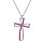 Collier en argent rhodié chaîne avec pendentif croix et oxydes roses sertis longueur 40+5cm