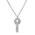 Collier en argent rhodi chane avec pendentif clef pave d'oxydes blancs sertis 40+3cm