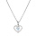 Collier en argent platin chane avec pendentif coeur et oxyde bleu ciel 35+5cm