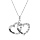 Collier en argent platin chane avec pendentif double coeur prnom  graver avec oxydes blancs sertis 42+3cm