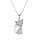 Collier en argent rhodi chane avec pendentif chat oxydes blancs sertis 43cm rglable 41 et 39cm