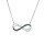 Collier en argent rhodi motif infini ajour avec oxydes bleu clair sertis 40+5cm