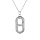 Collier en argent rhodi chane avec pendentif maillon marine oxydes blancs sertis 43cm rglable 41 et 39cm