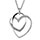 Collier en argent rhodi chane avec pendentif 2 coeurs fait en 1 ruban en partie lisse et orn d'oxydes blancs sur l'autre partie - longueur 43cm + 2cm de rallonge