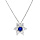 Collier en argent rhodi chane avec pendentif marguerite en oxydes bleu fonc au centre et contour blancs sertis 40+5cm