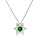 Collier en argent rhodi chane avec pendentif marguerite en oxydes vert fonc au centre et contour blancs sertis 40+5cm