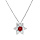 Collier en argent rhodi chane avec pendentif marguerite en oxydes rouge fonc au centre et contour blancs sertis 40+5cm