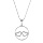Collier en argent rhodi chane avec pendentif cercle double coeur pavs d'oxydes blancs 40+5cm