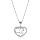 Collier en argent rhodi chane avec pendentif coeur contour oxydes blancs sertis 40+5cm