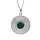 Collier en argent rhodi avec Pendentif ethnique motif rond avec pierre verte 40+4cm