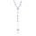 Collier en argent rhodi chapelet avec perles en verre facette bleu 50+5cm