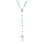 Collier en argent rhodi chapelet avec perles en verre facette turquoise 50+5cm