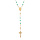 Collier en argent et dorure jaune chapelet avec perles en verre facette turquoise 50+5cm