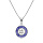 Collier en argent rhodi chane avec pendentif rond centre oxyde blanc et contour oxydes rectangulaires bleus 40+5cm