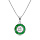 Collier en argent rhodi chane avec pendentif rond centre oxyde blanc et contour oxydes rectangulaires verts 40+5cm