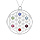 Collier en argent rhodi chane avec grand pendentif fleur de vie oxydes multi couleurs 40+5cm