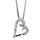 Collier en argent rhodi chane avec pendentif coeur vid orn d'oxydes blancs suspendu en biais - longueur 42cm