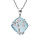 Collier en argent platin chane avec pendentif oxyde bleu ciel motif arbre de vie 42+3cm