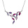Collier en argent rhodi motif feuillage empierr avec oxydes violets, roses et fuschias longueur 40+5cm