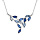 Collier en argent rhodié motif feuillage empierré avec oxydes bleus ciel et bleus foncé longueur 40+5cm
