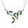 Collier en argent rhodié motif feuillage empierré avec oxydes verts clair et verts foncé longueur 40+5cm