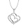 Collier en argent rhodi chane avec pendentif double coeur et oxydes blancs sertis 40+5cm