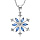 Collier en argent rhodi chane avec pendentif flocon de neige oxydes blancs sertis et navettes bleues 40+5cm