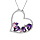 Collier en argent rhodi massif chane avec pendentif coeur et oxydes violets et roses contour oxydes blancs 40+5cm