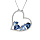 Collier en argent rhodié massif chaîne avec pendentif coeur oxydes bleus contour oxydes blancs 40+5cm