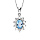 Collier en argent rhodi massif collection joaillerie chane avec pendentif ovale Topaze bleue contour oxydes blancs sertis 40+5cm