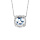 Collier en argent rhodi massif collection joaillerie chane avec pendentif carr Topaze bleue contour oxydes blancs sertis 40+5cm
