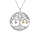 Collier en argent rhodi chane avec pendentif arbre de vie et pampilles 3 coeurs dors (couple famille) 44cm rglable 42 et 40