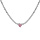 Collier en argent rhodi rivired' oxydes blancs et coeur oxyde rose au centre 40+4cm