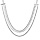 Collier en argent rhodi 3 rangs chane maille gourmette et boules 40+5cm